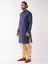 Vastramay Men's Blue Zari Weaved Kurta Dhoti Set